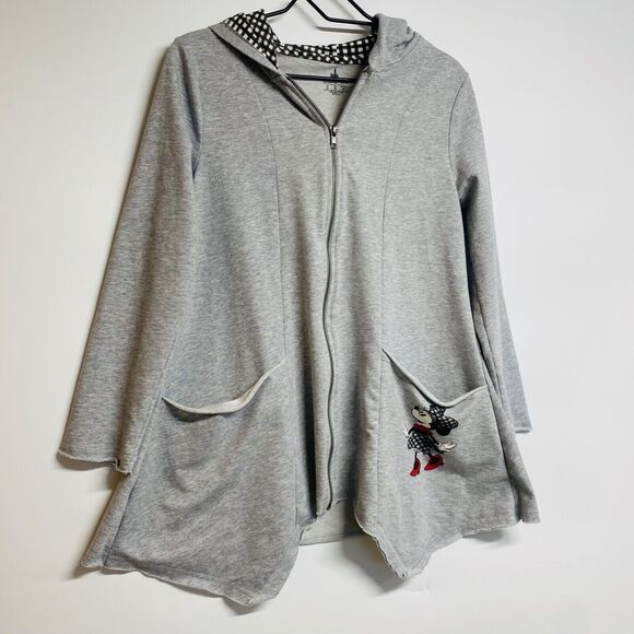Disney Parks Women's Oversized Minnie Mouse Full Zip Up Hooded Jacket Sz Sm Gray - Picture 5 of 8